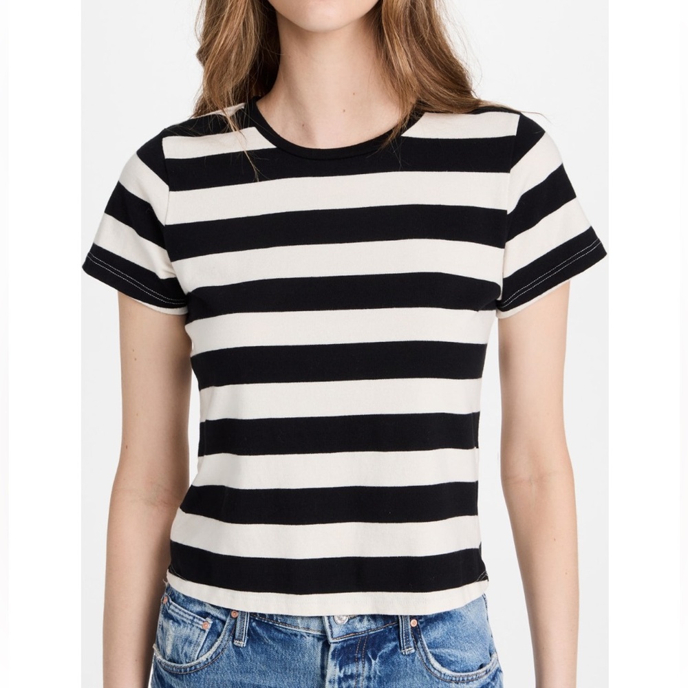 MOTHER Cropped Striped Itty Bitty Goodie Good Tee